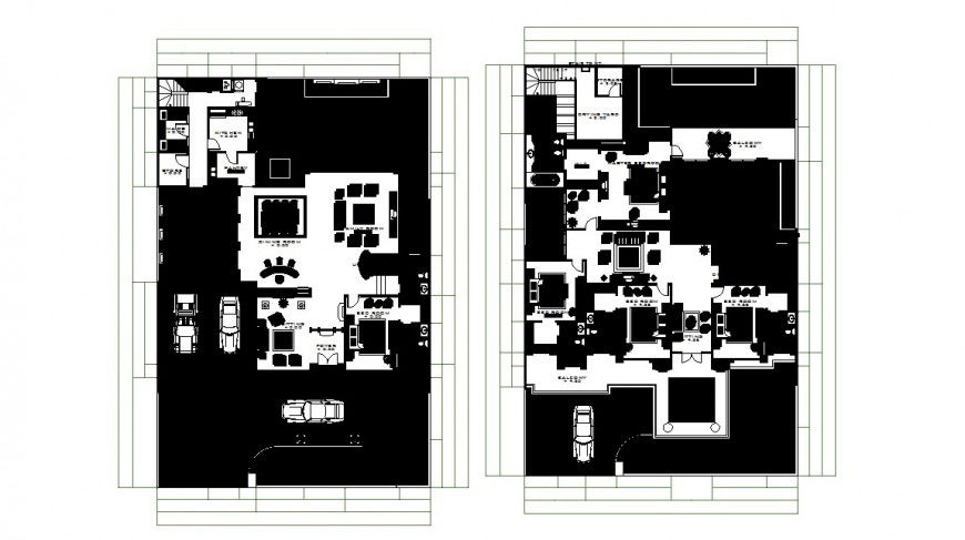 Luxurious bungalow floor plan distribution cad drawing details dwg file