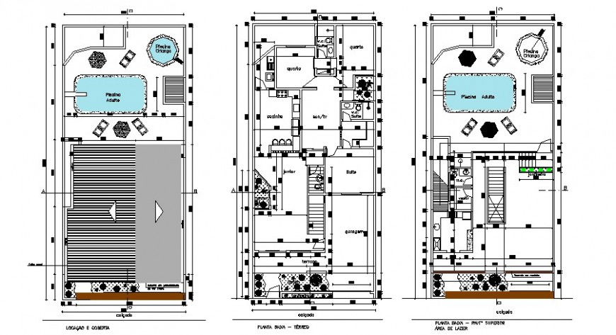 Luxuries bungalow with swimming pool floor plan distribution cad drawing details dwg filee