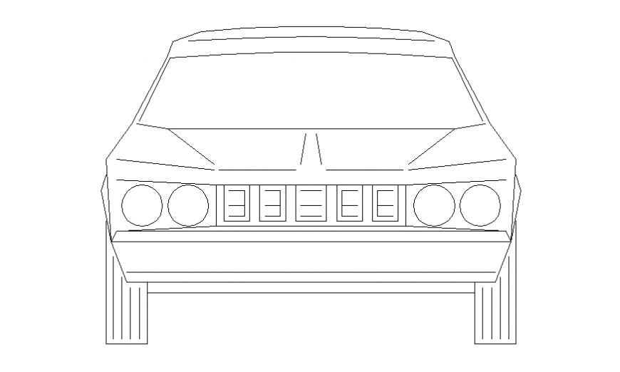 Luxuries car front elevation block cad drawing details dwg file