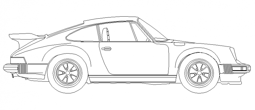 Luxuries car two seated side elevation cad block details dwg file