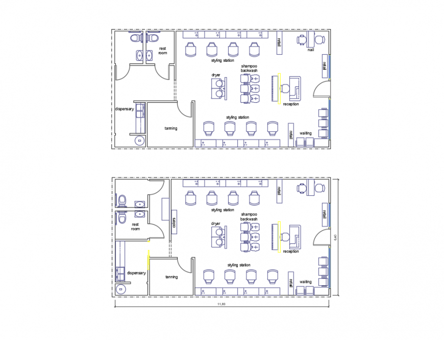 Luxuries city salon store layout plan cad drawing details dwg file