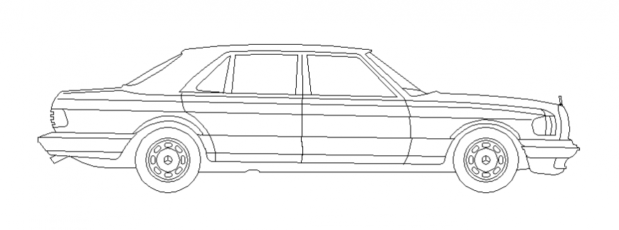 Luxuries family car side elevation design cad block details dwg file