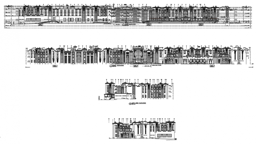Luxuries five star hotel building elevation and section cad drawing details dwg file