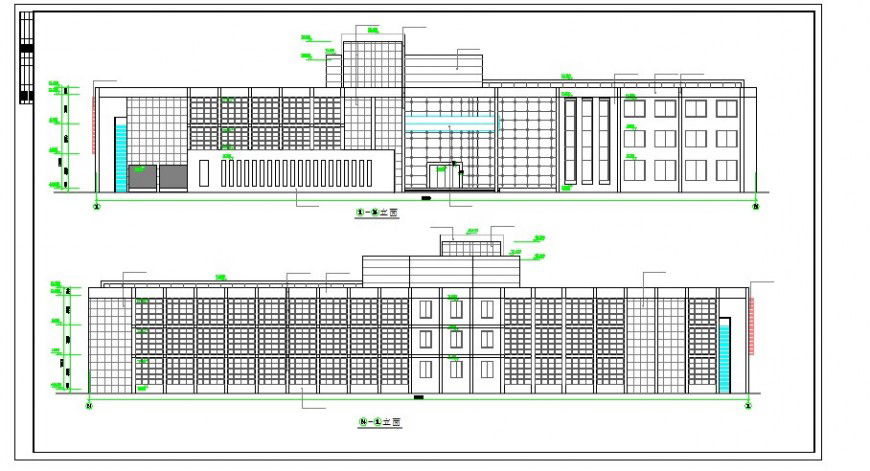 Luxuries five star hotel building front and back elevation cad drawing details dwg file
