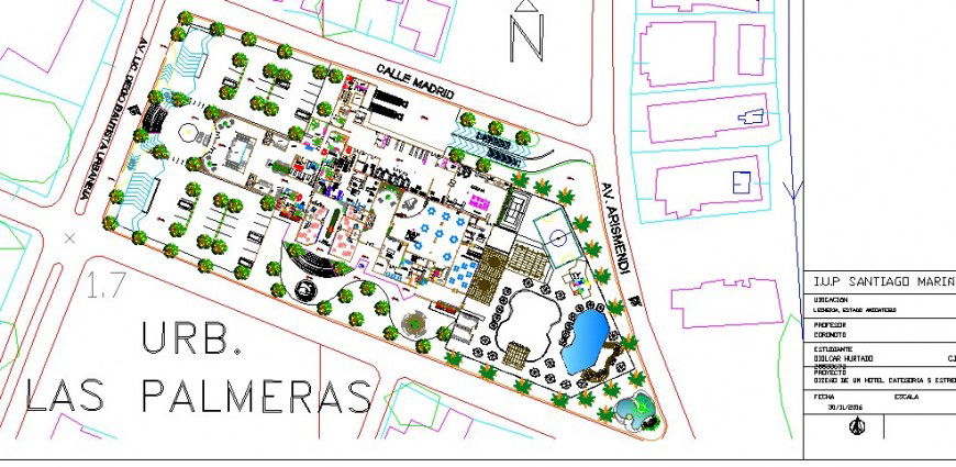 Luxuries five star hotel distribution and landscaping structure details dwg file
