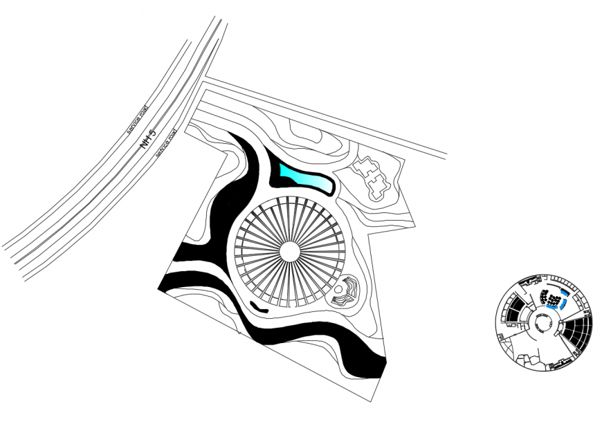 Luxury Hotel Building Site Plan and Layout in DWG File