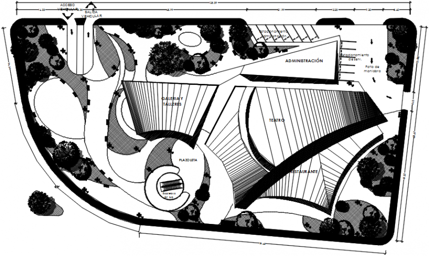 Luxuries hotel distribution and landscaping drawing details dwg file