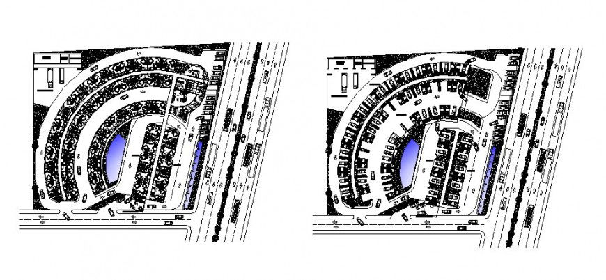 Luxuries hotel distribution plan and landscaping structure auto-cad drawing details dwg file