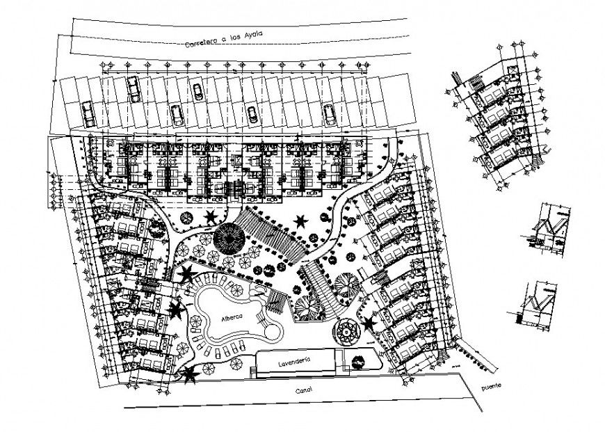 Luxuries hotel with residential bungalow type villa-architecture layout plan cad drawing details dwg file