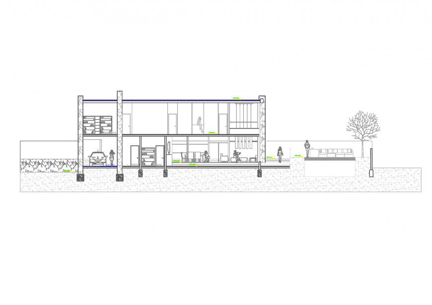 Luxuries house front section cad drawing details dwg file