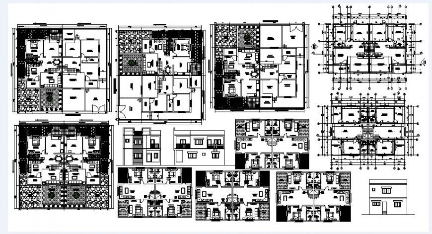 Luxuries house two story elevation, section and floor plan cad drawing details dwg file