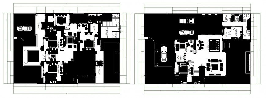 Luxuries modern two house distribution plan cad drawing details dwg file