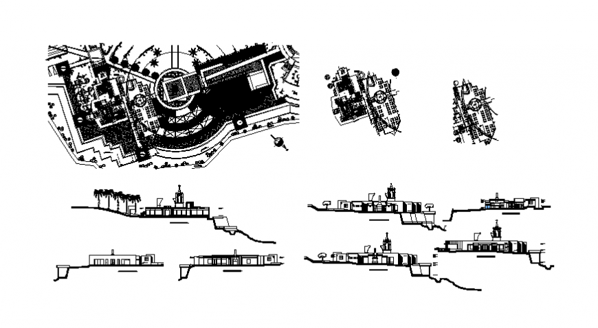 Luxuries multi-cuisine restaurant elevation, section, floor plan and structure design details dwg file
