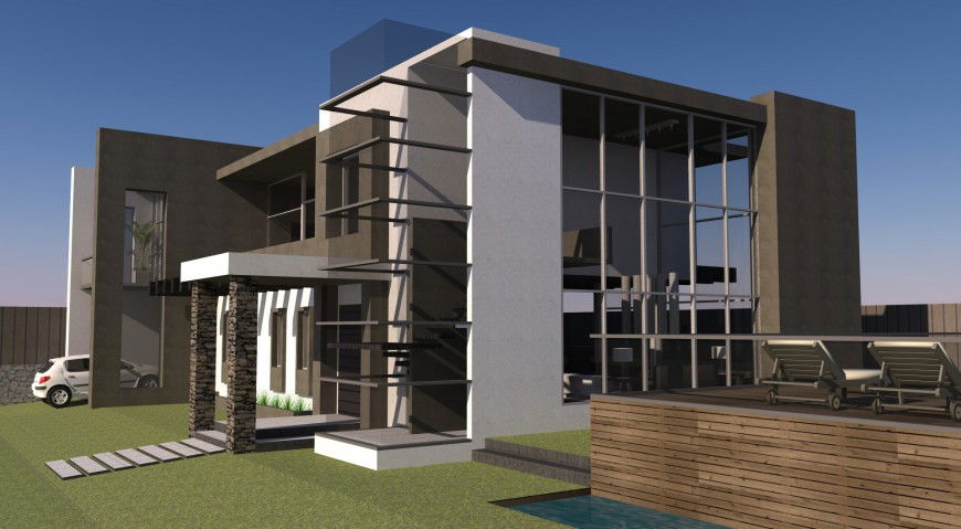 Luxuries multi-story bungalow 3d model cad drawing details jpg file