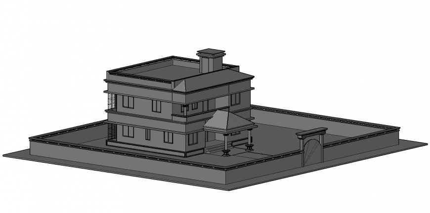 Luxuries one family 3d house model cad drawing details dwg file