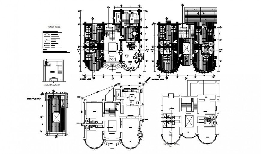 Luxuries one family bungalow floor plan and architecture project dwg file