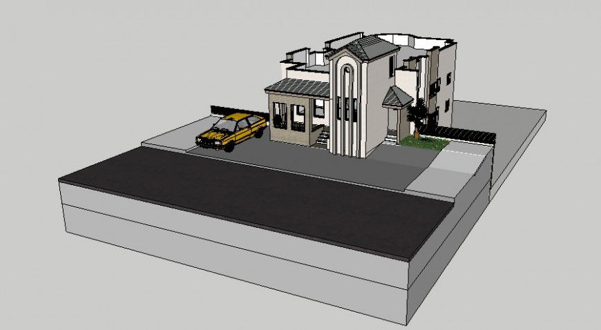 Modern Luxury Bungalow 3D CAD & SketchUp Drawing File