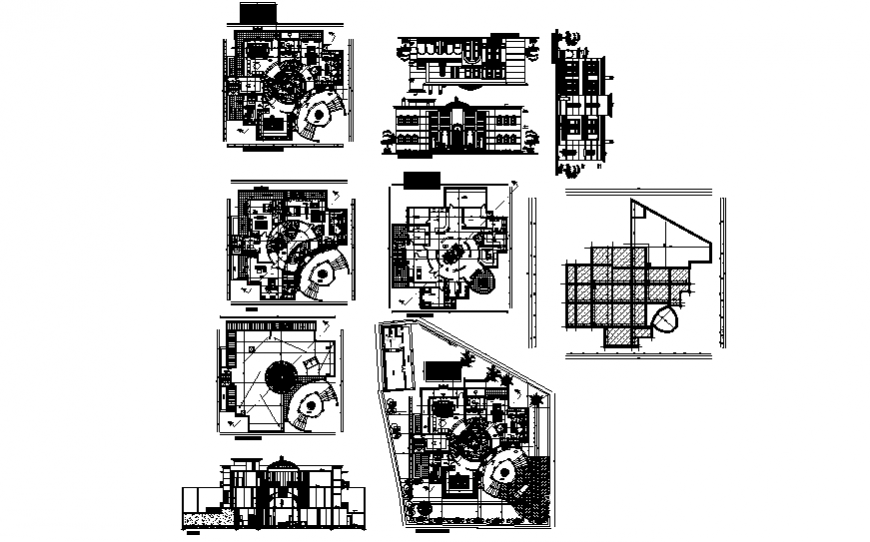 Luxuries one family villa house type elevation, section, floor plan and auto-cad details dwg file