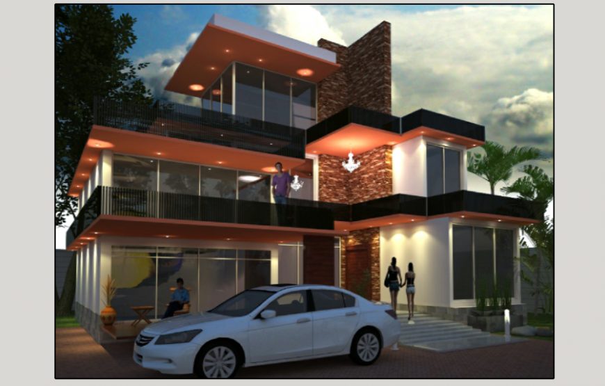 Luxuries residential villa 3d design cad drawing details dwg file