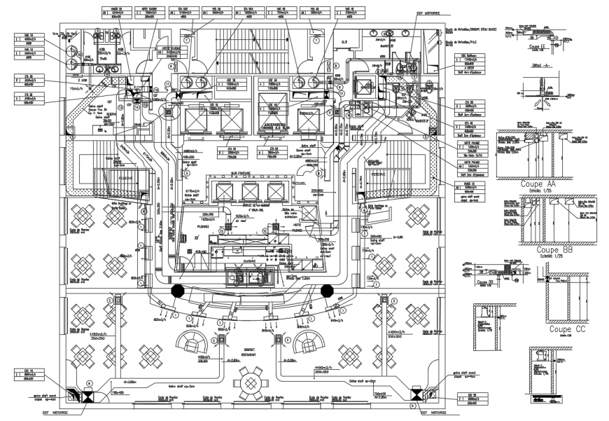luxurious restaurant architecture layout plan cad drawing details dwg file