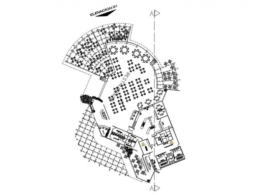 Luxuries restaurant distribution plan cad drawing details dwg file