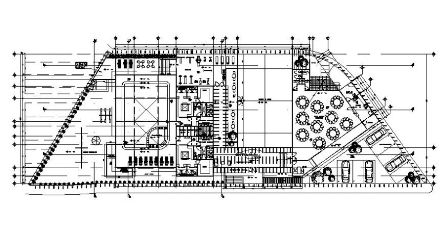 Luxuries restaurant distribution plan with furniture details dwg file