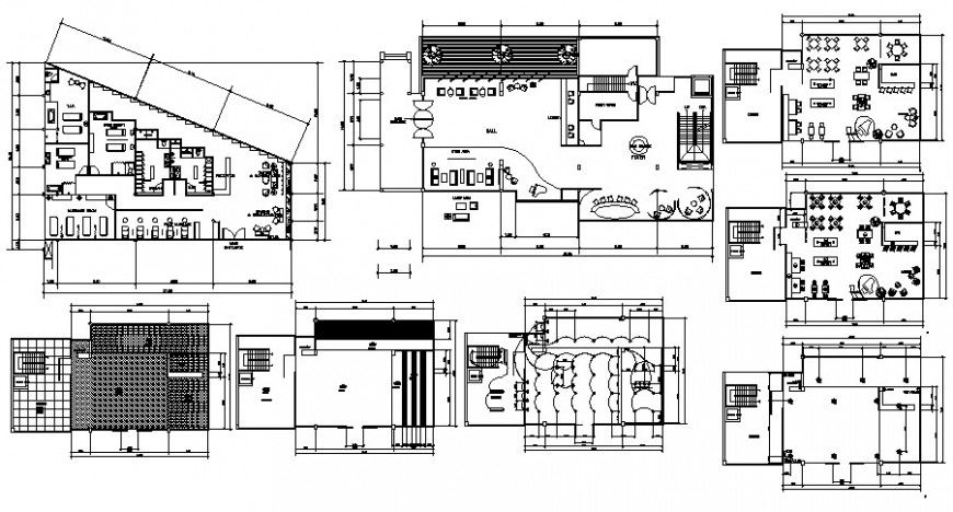 Luxurious restaurant with spa lobby floor plan distribution cad drawing details dwg file