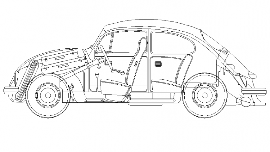 Luxuries single car block side sectional details dwg file