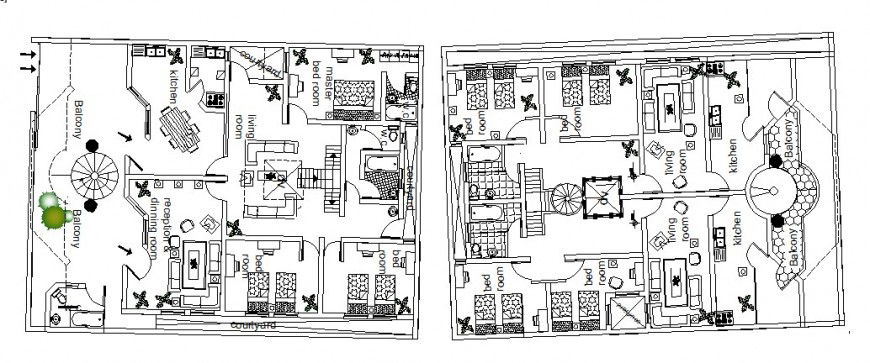 Luxuries two level house floor plan distribution cad drawing details dwg file