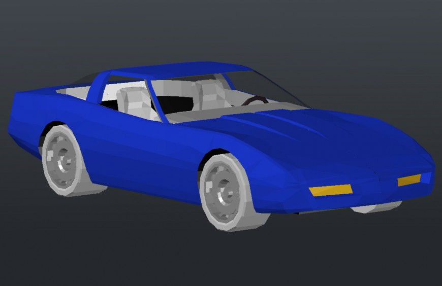 Luxuries two seated car 3d front elevation cad drawing details dwg file