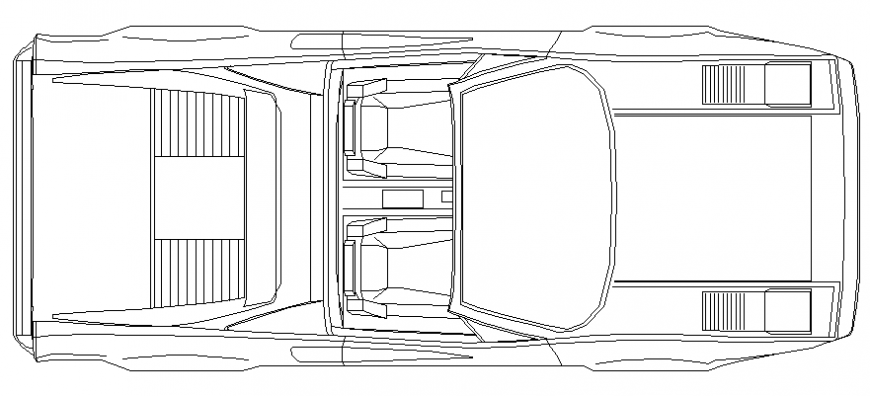Luxuries two seated car roof view elevation cad block details dwg file