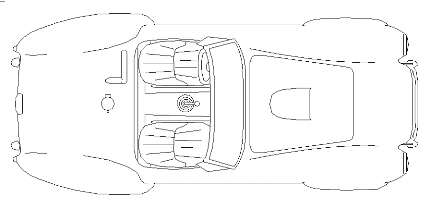 Luxuries two seated car top view elevation cad block details dwg file