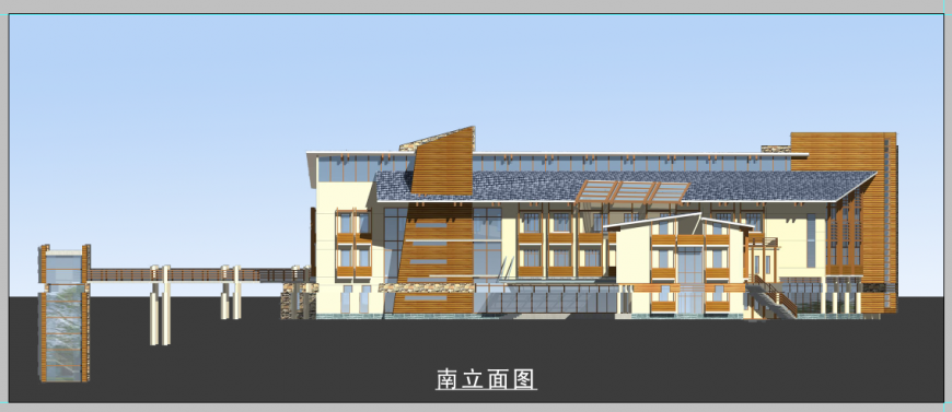 Luxuries villa back view design 3d drawing details psd file