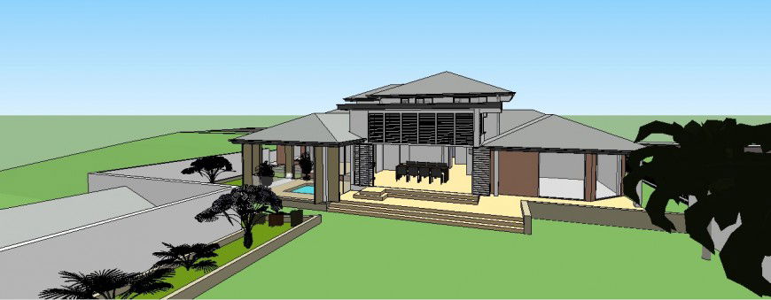 Luxuries villa building 3d model cad drawing details skp file