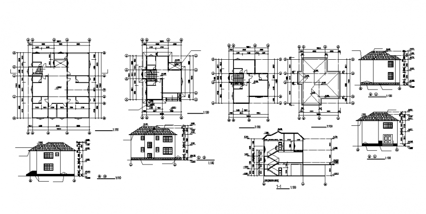 Luxuries villa elevation, section, plan and auto-cad details dwg file
