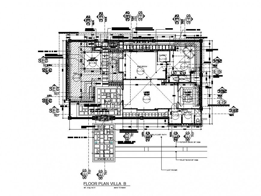 Luxury Villa Ground Floor Plan DWG Drawing File