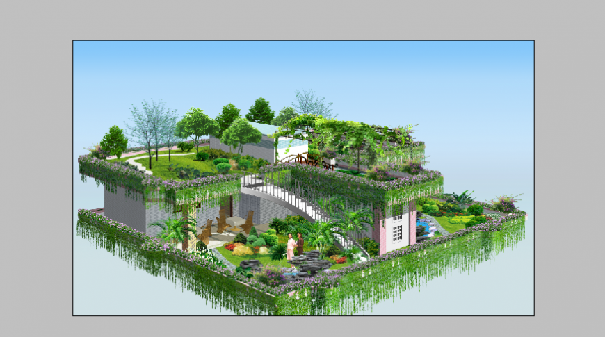 Luxuries villa on mountain 3d drawing details psd file