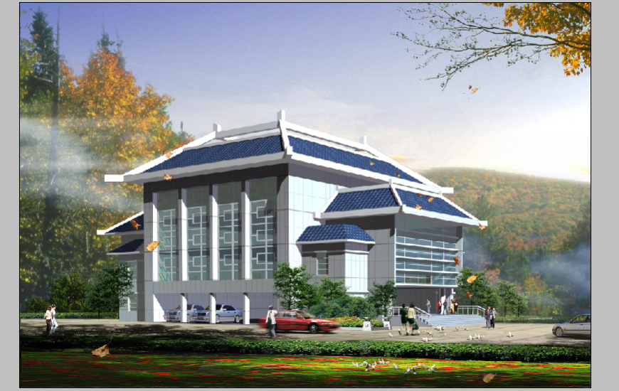 Luxuries villa type bungalow 3d drawing details psd file