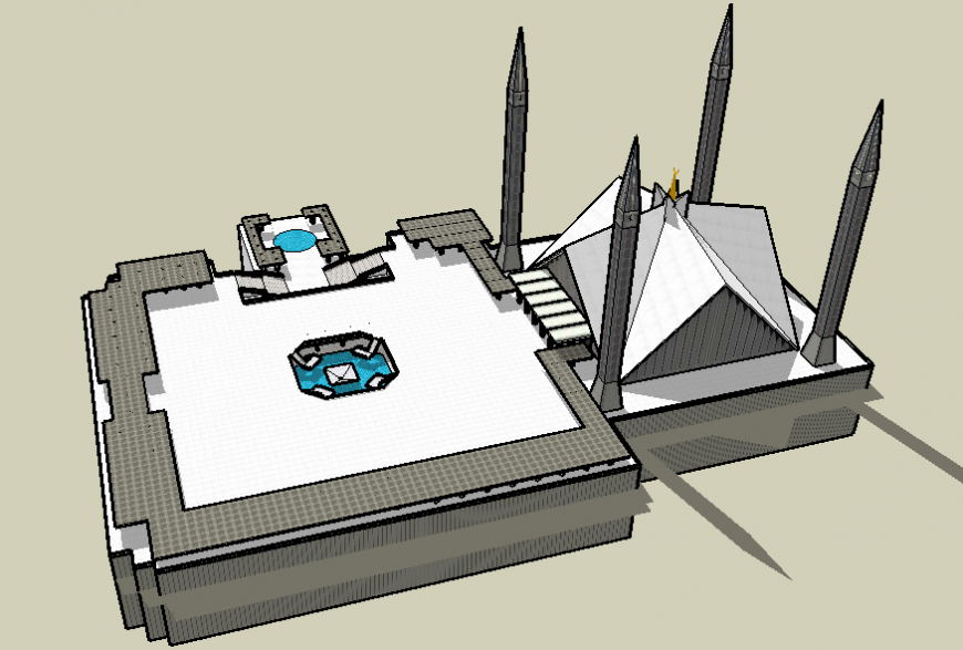 Luxuries villa with swimming pool on terrace cad drawing details skp file