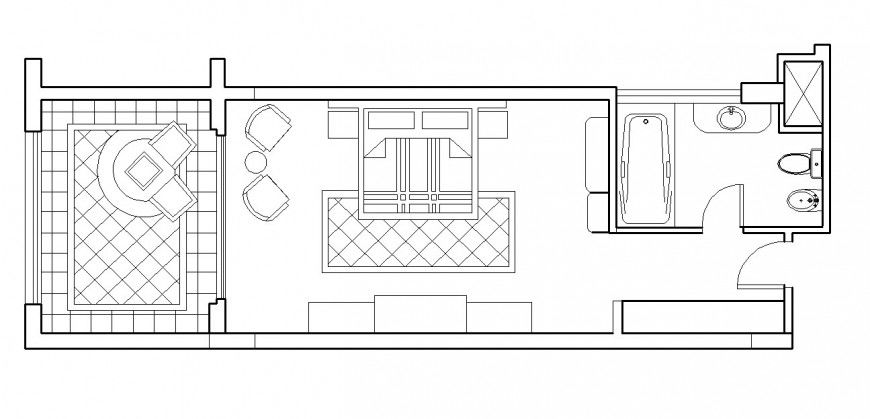 Luxurious bedroom interior project dwg file