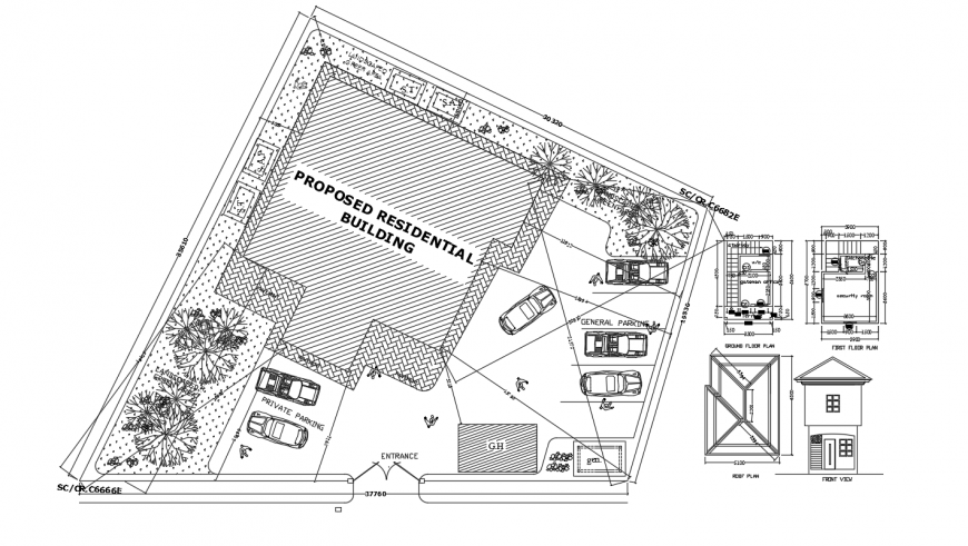 Luxurious duple house site plan cad drawing details dwg file