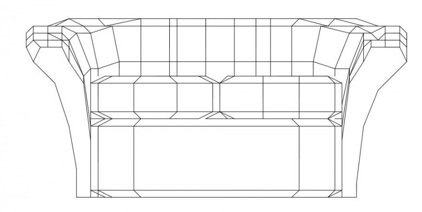 Luxurious Sofa Front Elevation Design in DWG Format