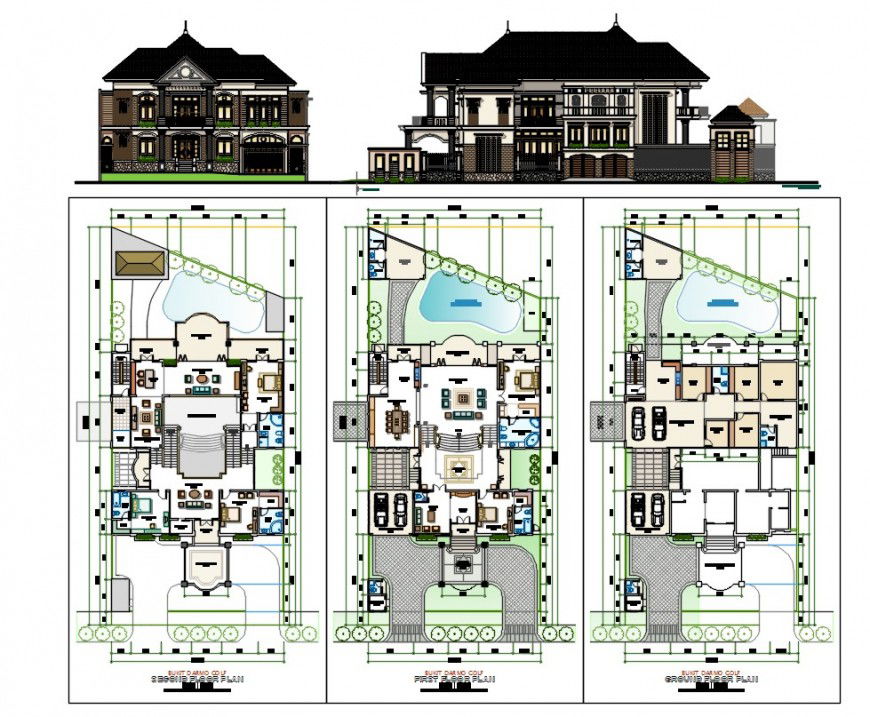 luxurious residence villa cad file