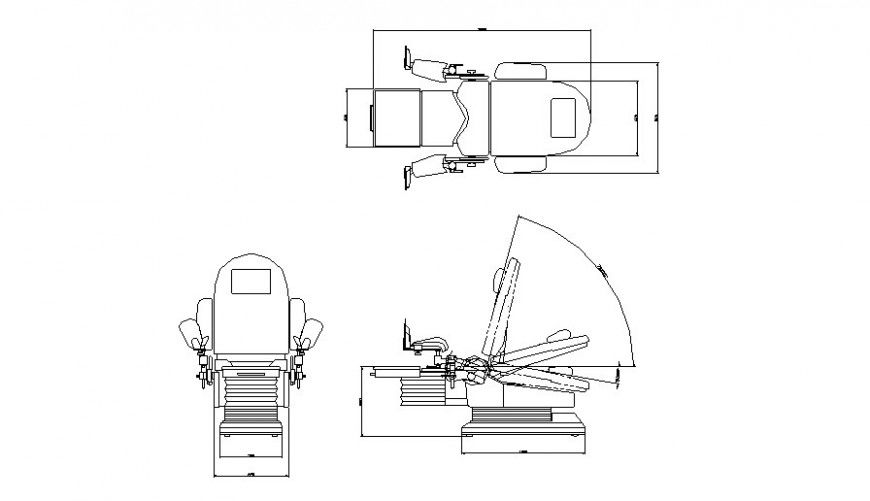 Machine chair plan, elevation and section layout file