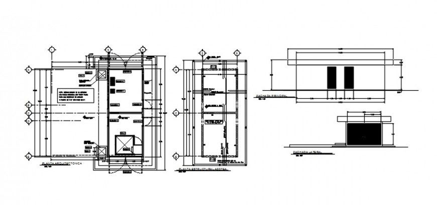 Machine room and tank elevation and plan with structure drawing details dwg file
