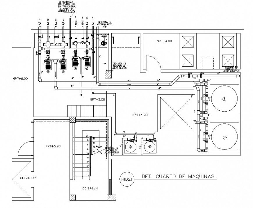 Machine room detail 2d view layout CAD structure autocad file