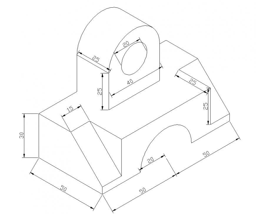 Machinery 3d isometric view with projection in dwg file.