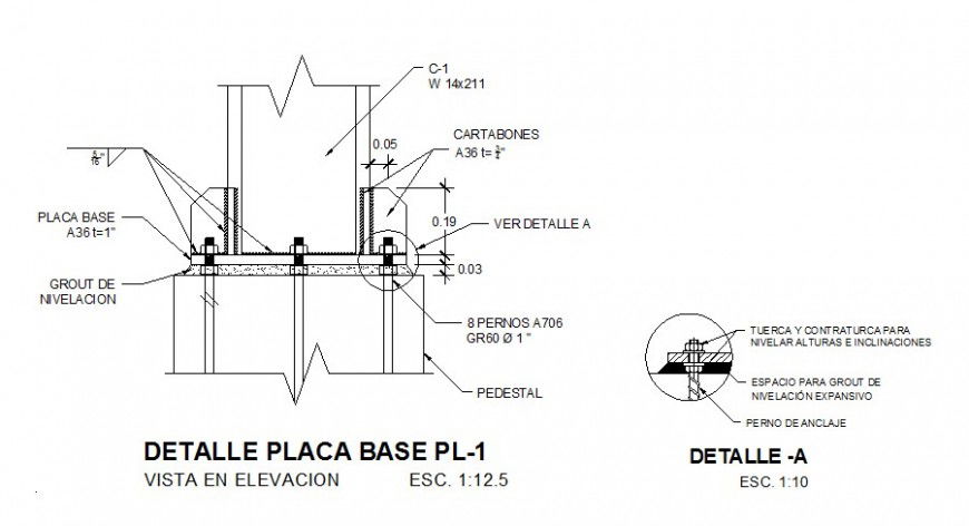 Machinery base plate detail 2d view layout file in autocad format