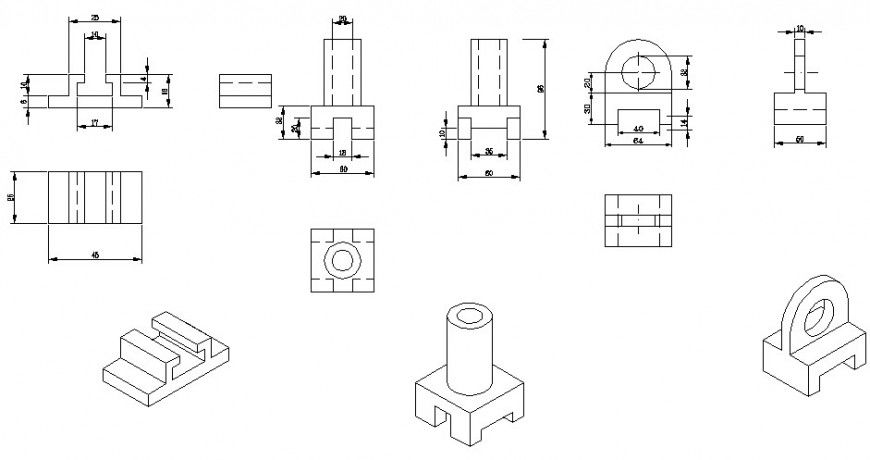 Machinery component part detail drawing in autocad