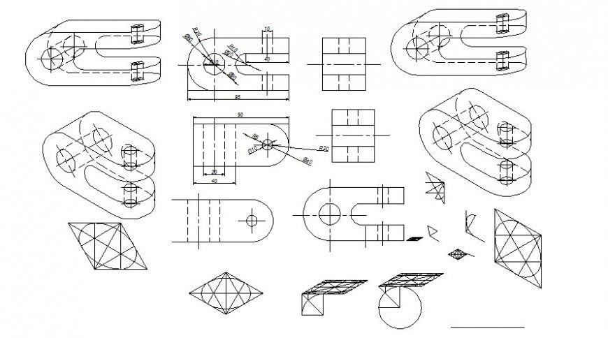 Machinery fixtures drawings details 3d model autocad softwrae file
